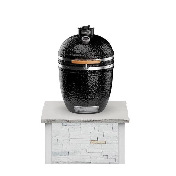 Coyote Ready-To-Assemble 3 Ft. Outdoor Kitchen Stand For Asado Smoker - White Stacked Stone 3 Coyote Ready-To-Assemble 3 Ft. Outdoor Kitchen Stand For Asado Smoker - White Stacked Stone