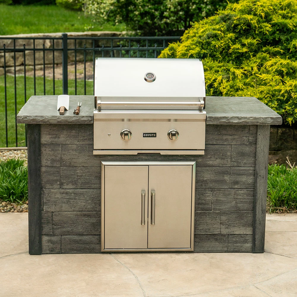 Coyote Ready-To-Assemble 5 Ft. Outdoor Kitchen Island For Natural Gas Grill And Access Door - Brown Weathered Wood 4 Coyote Ready-To-Assemble 5 Ft. Outdoor Kitchen Island For Natural Gas Grill And Access Door - Brown Weathered Wood - Image 2