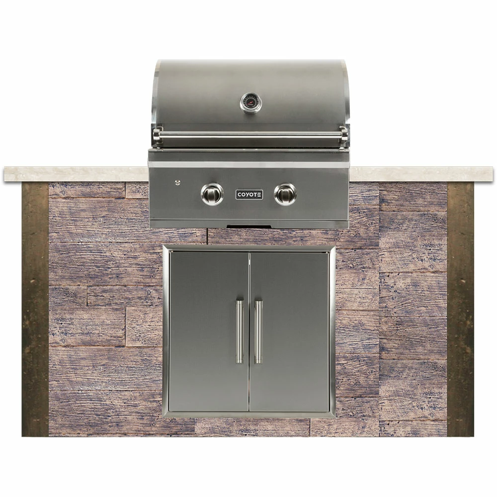 Coyote Ready-To-Assemble 5 Ft. Outdoor Kitchen Island For Natural Gas Grill And Access Door - Brown Weathered Wood 3 Coyote Ready-To-Assemble 5 Ft. Outdoor Kitchen Island For Natural Gas Grill And Access Door - Brown Weathered Wood