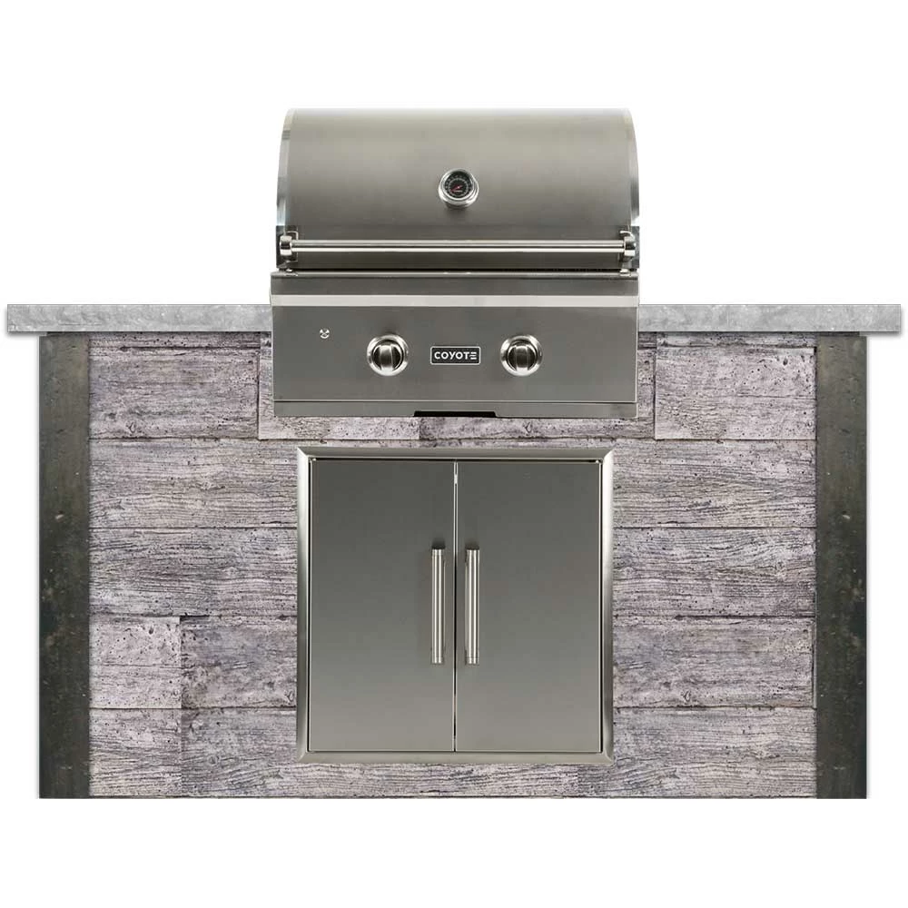 Coyote Ready-To-Assemble 5 Ft. Outdoor Kitchen Island For Propane Gas Grill And Access Door - Gray Weathered Wood 3 Coyote Ready-To-Assemble 5 Ft. Outdoor Kitchen Island For Propane Gas Grill And Access Door - Gray Weathered Wood