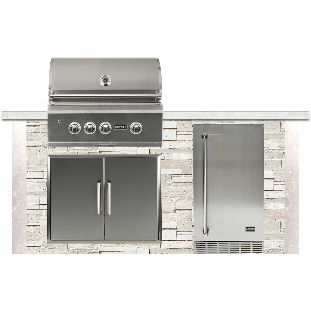 Coyote Ready-To-Assemble 6 Ft. Deluxe Outdoor Kitchen Island For Propane Gas Grill And Access Door - White Stacked Stone 3 Coyote Ready-To-Assemble 6 Ft. Deluxe Outdoor Kitchen Island For Propane Gas Grill And Access Door - White Stacked Stone