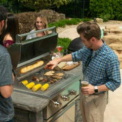 Coyote Ready-To-Assemble 6 Ft. Outdoor Kitchen Island For Propane Gas Grill And Access Door - Gray Stacked Stone 18 Coyote Ready-To-Assemble 6 Ft. Outdoor Kitchen Island For Propane Gas Grill And Access Door - Gray Stacked Stone -BBQDIRECT Shop Coyote Ready To Assemble 6 Ft Outdoor Kitchen Island Gray Stacked Stone RTAC G6 SG Lifestyle 1