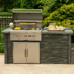 Coyote Ready-To-Assemble 6 Ft. Outdoor Kitchen Island For Propane Gas Grill And Access Door - Gray Stacked Stone 13 Coyote Ready-To-Assemble 6 Ft. Outdoor Kitchen Island For Propane Gas Grill And Access Door - Gray Stacked Stone -BBQDIRECT Shop Coyote Ready To Assemble 6 Ft Outdoor Kitchen Island Gray Stacked Stone RTAC G6 SG Lifestyle