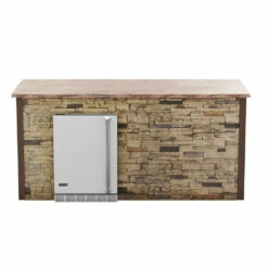 Coyote Ready-To-Assemble 8 Ft. Outdoor Kitchen Island For 24-Inch Outdoor Refrigerator On Left - Brown Stacked Stone