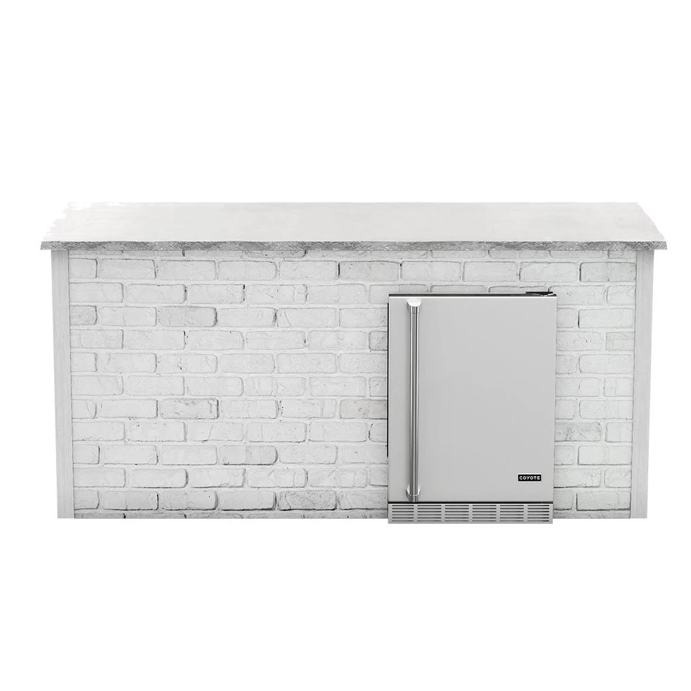 Coyote Ready-To-Assemble 8 Ft. Outdoor Kitchen Island For 24-Inch Outdoor Refrigerator On Right - White Reclaimed Brick 3 Coyote Ready-To-Assemble 8 Ft. Outdoor Kitchen Island For 24-Inch Outdoor Refrigerator On Right - White Reclaimed Brick