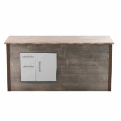 Coyote Ready-To-Assemble 8 Ft. Outdoor Kitchen Island For Door & Drawer Combo On Left - Brown Weathered Wood