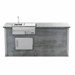 Coyote Ready-To-Assemble 8 Ft. Outdoor Kitchen Island For Refreshment Center And Access Door On Left - Gray Weathered Wood