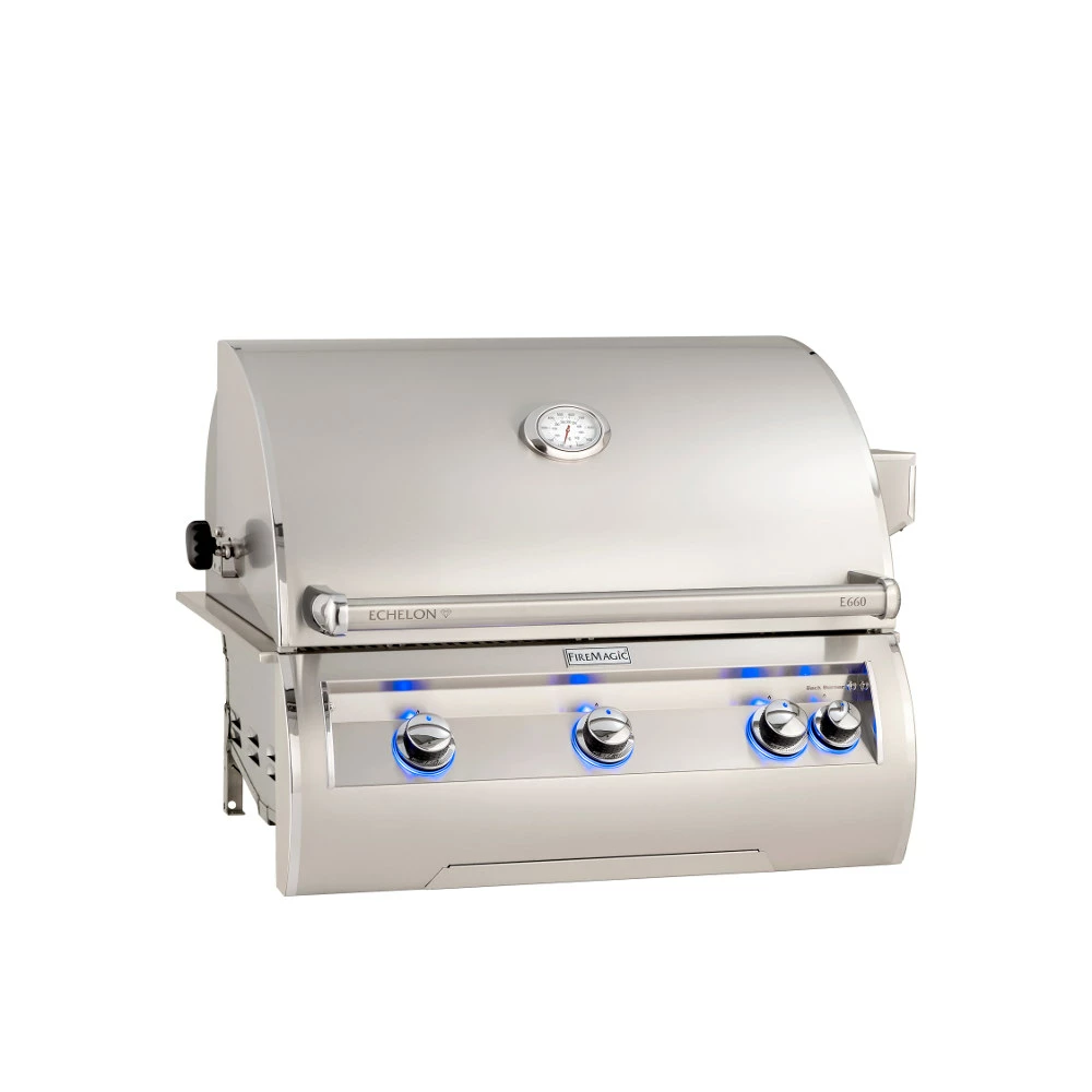 Fire Magic Echelon Diamond E660i 30-Inch 3-Burner Built-In Natural Gas Grill With Analog Thermometer And Rear Burner 3 Fire Magic Echelon Diamond E660i 30-Inch 3-Burner Built-In Natural Gas Grill With Analog Thermometer And Rear Burner