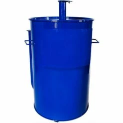 Gateway Drum Smokers Sizzle Edition 55 Gallon Charcoal BBQ Smoker - Gloss Royal -BBQDIRECT Shop Gateway Drum Smokers 55 Gallon Charcoal BBQ Smoker Gloss Royal 55144 Rear View