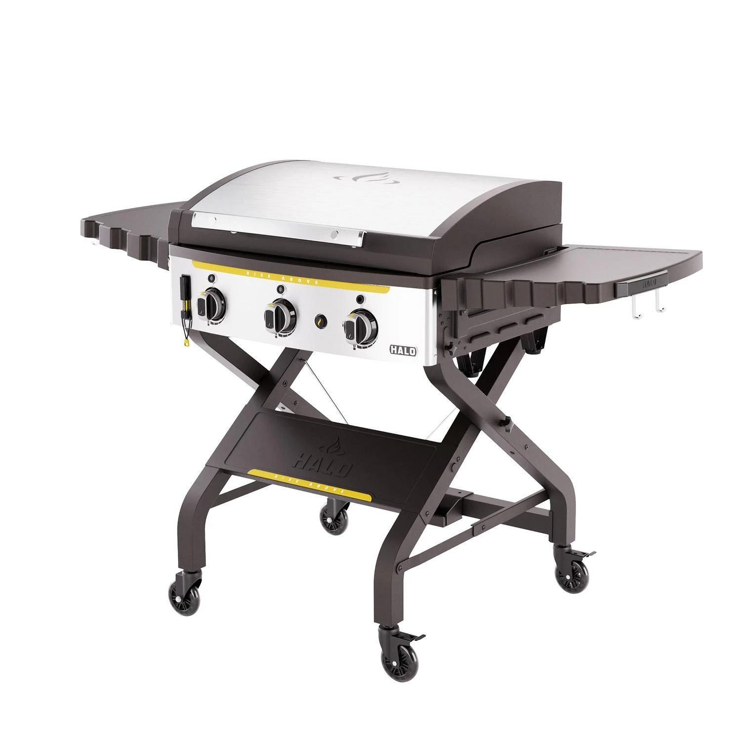 Halo Elite 3B 28-Inch 3-Burner Freestanding Propane Gas Commercial Style Flat Top Griddle With Hood 3 Halo Elite 3B 28-Inch 3-Burner Freestanding Propane Gas Commercial Style Flat Top Griddle With Hood