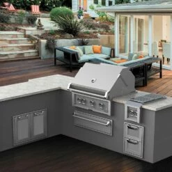 Hestan 36-Inch 3-Burner Built-In Natural Gas Grill With All Infrared Sear Burners And Rotisserie Burner - Steeletto -BBQDIRECT Shop Hestan 36 Inch Grill and Island Not Included 1 2