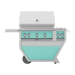 Hestan 36-Inch 3-Burner Freestanding Propane Gas Grill With All Infrared Sear Burners And Rotisserie Burner On Deluxe Cart With Double Side Burner - Bora Bora