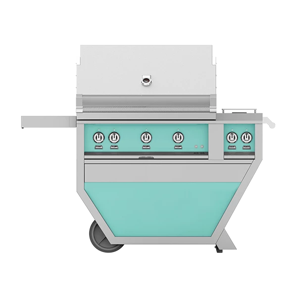 Hestan 36-Inch 3-Burner Freestanding Propane Gas Grill With Infrared Sear Burner And Rotisserie Burner On Deluxe Cart With Double Side Burner - Bora Bora 3 Hestan 36-Inch 3-Burner Freestanding Propane Gas Grill With Infrared Sear Burner And Rotisserie Burner On Deluxe Cart With Double Side Burner - Bora Bora