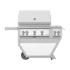 Hestan 36-Inch 3-Burner Freestanding Natural Gas Grill With Infrared Sear Burner And Rotisserie Burner On Deluxe Cart With Double Side Burner - Froth -BBQDIRECT Shop Hestan Deluxe Grill 36 froth