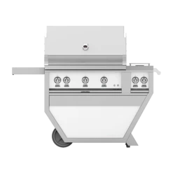 Hestan 36-Inch 3-Burner Freestanding Natural Gas Grill With Infrared Sear Burner And Rotisserie Burner On Deluxe Cart With Double Side Burner - Froth