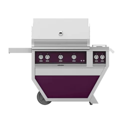 Hestan 36-Inch 3-Burner Freestanding Propane Gas Grill With Infrared Rotisserie Burner On Deluxe Cart With Double Side Burner - Lush