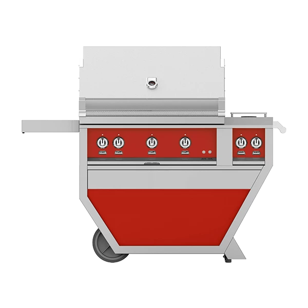 Hestan 36-Inch 3-Burner Freestanding Natural Gas Grill With Infrared Rotisserie Burner On Deluxe Cart With Double Side Burner - Matador 3 Hestan 36-Inch 3-Burner Freestanding Natural Gas Grill With Infrared Rotisserie Burner On Deluxe Cart With Double Side Burner - Matador