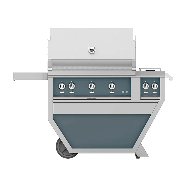 Hestan 36-Inch 3-Burner Freestanding Natural Gas Grill With All Infrared Sear Burners And Rotisserie Burner On Deluxe Cart With Double Side Burner - Pacific Fog 3 Hestan 36-Inch 3-Burner Freestanding Natural Gas Grill With All Infrared Sear Burners And Rotisserie Burner On Deluxe Cart With Double Side Burner - Pacific Fog