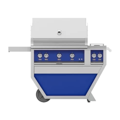 Hestan 36-Inch 3-Burner Freestanding Natural Gas Grill With Infrared Sear Burner And Rotisserie Burner On Deluxe Cart With Double Side Burner - Prince