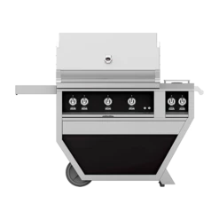 Hestan 36-Inch 3-Burner Freestanding Propane Gas Grill With Infrared Rotisserie Burner On Deluxe Cart With Double Side Burner - Stealth