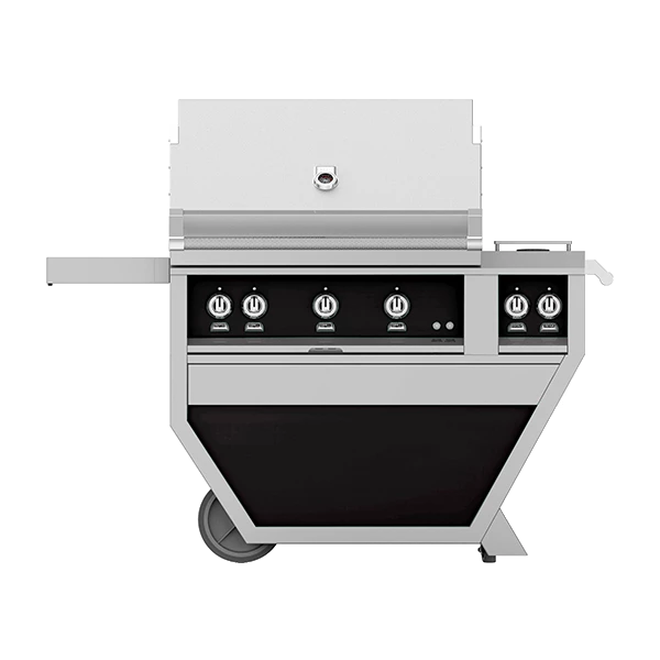 Hestan 36-Inch 3-Burner Freestanding Propane Gas Grill With Infrared Rotisserie Burner On Deluxe Cart With Double Side Burner - Stealth 3 Hestan 36-Inch 3-Burner Freestanding Propane Gas Grill With Infrared Rotisserie Burner On Deluxe Cart With Double Side Burner - Stealth