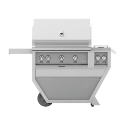 Hestan 36-Inch 3-Burner Freestanding Natural Gas Grill With Infrared Rotisserie Burner On Deluxe Cart With Double Side Burner - Steeletto