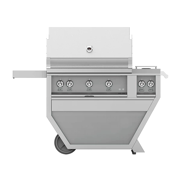 Hestan 36-Inch 3-Burner Freestanding Natural Gas Grill With Infrared Rotisserie Burner On Deluxe Cart With Double Side Burner - Steeletto 3 Hestan 36-Inch 3-Burner Freestanding Natural Gas Grill With Infrared Rotisserie Burner On Deluxe Cart With Double Side Burner - Steeletto