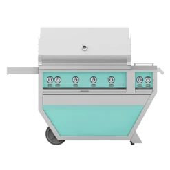 Hestan 42-Inch 4-Burner Freestanding Natural Gas Grill With Infrared Sear Burner And Rotisserie Burner On Deluxe Cart With Double Side Burner - Bora Bora