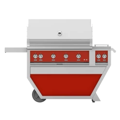 Hestan 42-Inch 4-Burner Freestanding Propane Gas Grill With Infrared Rotisserie Burner On Deluxe Cart With Double Side Burner - Matador