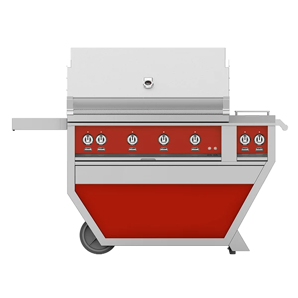 Hestan 42-Inch 4-Burner Freestanding Propane Gas Grill With Infrared Rotisserie Burner On Deluxe Cart With Double Side Burner - Matador 3 Hestan 42-Inch 4-Burner Freestanding Propane Gas Grill With Infrared Rotisserie Burner On Deluxe Cart With Double Side Burner - Matador