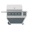 Hestan 42-Inch 4-Burner Freestanding Propane Gas Grill With Infrared Sear Burner And Rotisserie Burner On Deluxe Cart With Double Side Burner - Pacific Fog