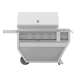 Hestan 42-Inch 4-Burner Freestanding Natural Gas Grill With All Infrared Sear Burners And Rotisserie Burner On Deluxe Cart With Double Side Burner - Steeletto
