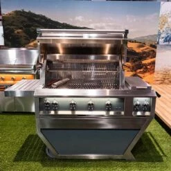 Hestan 42-Inch 4-Burner Freestanding Propane Gas Grill With Infrared Sear Burner And Rotisserie Burner On Deluxe Cart With Double Side Burner - Tin Roof -BBQDIRECT Shop Hestan Lifestyle Deluxe 42 29