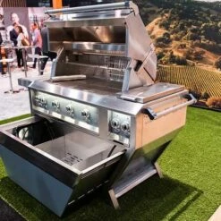 Hestan 42-Inch 4-Burner Freestanding Natural Gas Grill With Infrared Rotisserie Burner On Deluxe Cart With Double Side Burner - Stealth -BBQDIRECT Shop Hestan Lifestyle2 Deluxe 42 8