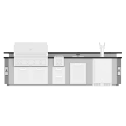 Hestan Ready-To-Assemble 12 Ft. Stainless Steel Outdoor Living Suite With Beer Dispenser Cutout And Bar Top For Custom Countertops