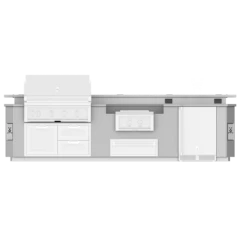 Hestan Ready-To-Assemble 12 Ft. Stainless Steel Outdoor Living Suite With Power Burner Cutout And Bar Top With Stainless Steel Countertop