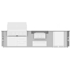 Hestan Ready-To-Assemble 12 Ft. Stainless Steel Outdoor Living Suite With Power Burner Cutout And Stainless Steel Countertop