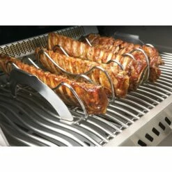 Napoleon PRO Stainless Steel Rib & Roasting Rack 7 Napoleon PRO Stainless Steel Rib & Roasting Rack -BBQDIRECT Shop Low Res JPG 70009 ss rib rack in use