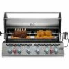 Napoleon Built-In 700 Series 44-Inch Propane Gas Grill With Dual Infrared Rear Burners - Stainless Steel -BBQDIRECT Shop Low Res JPG BIG44RB Grillhead Str Open KnobsLit BurnerOn Rotisserie WithFood