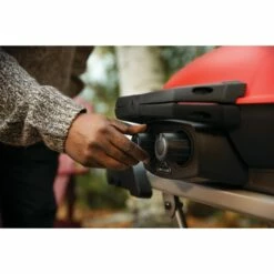 Napoleon TravelQ 285X Portable Propane Gas Grill And Scissor Cart With Griddle - Red -BBQDIRECT Shop Low Res JPG TQ285X Muskoka Lifestyle knobs