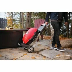 Napoleon TravelQ 285X Portable Propane Gas Grill And Scissor Cart With Griddle - Red -BBQDIRECT Shop Low Res JPG TQ285X Muskoka Lifestyle portable