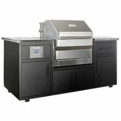 Memphis Grills Fully-Assembled 6 Ft. Outdoor Kitchen Island With Memphis Pro 28-Inch Pellet Grill - Powder Coated Aluminum -BBQDIRECT Shop Memphis Grills MGSTDISL Fully Assembled 6 Foot Outdoor Kitchen Island Side View