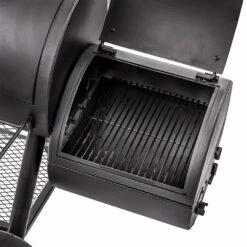 Oklahoma Joe's Longhorn Offset Charcoal Smoker -BBQDIRECT Shop Oklahoma Joes Longhorn Offset Charcoal Smoker 13201747 50 Side Stash Open