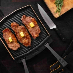 Ooni Dual-Sided Grizzler Plate -BBQDIRECT Shop Ooni Dual Sided Grizzler Plate UU P0A000 Steak