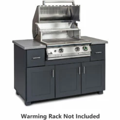 PGS T-Series 57-Inch Modano BBQ Island With Commercial 30-Inch Propane Gas Grill With Timer -BBQDIRECT Shop PGS 57 Mod BBQ Island T Series grill hood open