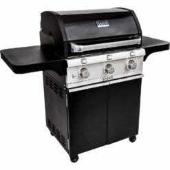 Saber Grills Cast Black 500 32-Inch 3-Burner Freestanding Infrared Propane Gas Grill 21 Saber Grills Cast Black 500 32-Inch 3-Burner Freestanding Infrared Propane Gas Grill -BBQDIRECT Shop Saber Grills Cast Black 500 3 Burner Freestanding Gas Grill R50CC0617 Side View