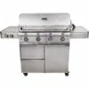 Saber Grills Elite 670 SSE 40-Inch 4-Burner Freestanding Infrared Propane Gas Grill With Double Ring Side Burner -BBQDIRECT Shop Saber Grills Elite 1670 SSE 4 Burner Freestanding Gas Grill R67SC0917 Front View