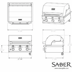 Saber Grills Stainless 500 32-Inch 3-Burner Built-In Infrared Natural Gas Grill 14 Saber Grills Stainless 500 32-Inch 3-Burner Built-In Infrared Natural Gas Grill -BBQDIRECT Shop Saber Grills Stainless 500 3 Burner Built In Gas Grill R50SB0417 Spec Line Drawing