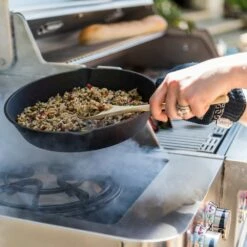 Saber Grills Stainless 500 32-Inch 3-Burner Freestanding Infrared Propane Gas Grill With Dual Ring Side Burner -BBQDIRECT Shop Saber Grills Stainless 500 3 Burner Freestanding Gas Grill R50SC0017 Lifestyle Side Burner