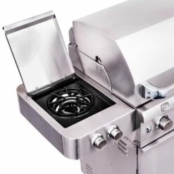 Saber Grills Stainless 500 32-Inch 3-Burner Freestanding Infrared Propane Gas Grill With Dual Ring Side Burner -BBQDIRECT Shop Saber Grills Stainless 500 3 Burner Freestanding Gas Grill R50SC0017 Side Burner